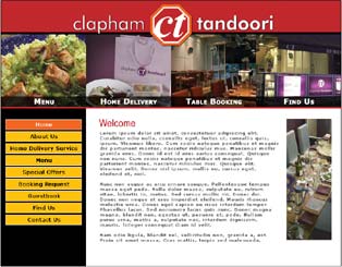 Clapham Tandoori website design